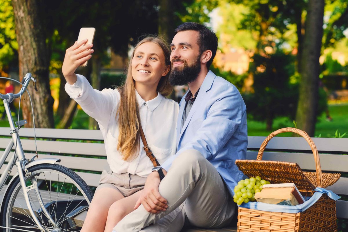 loving couple in park